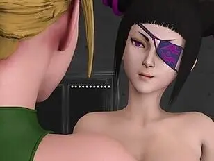 3D анимированные комиксы Futa on Female,где Juri соблазнил Cammy для анального секса и shemale dickgirl cum